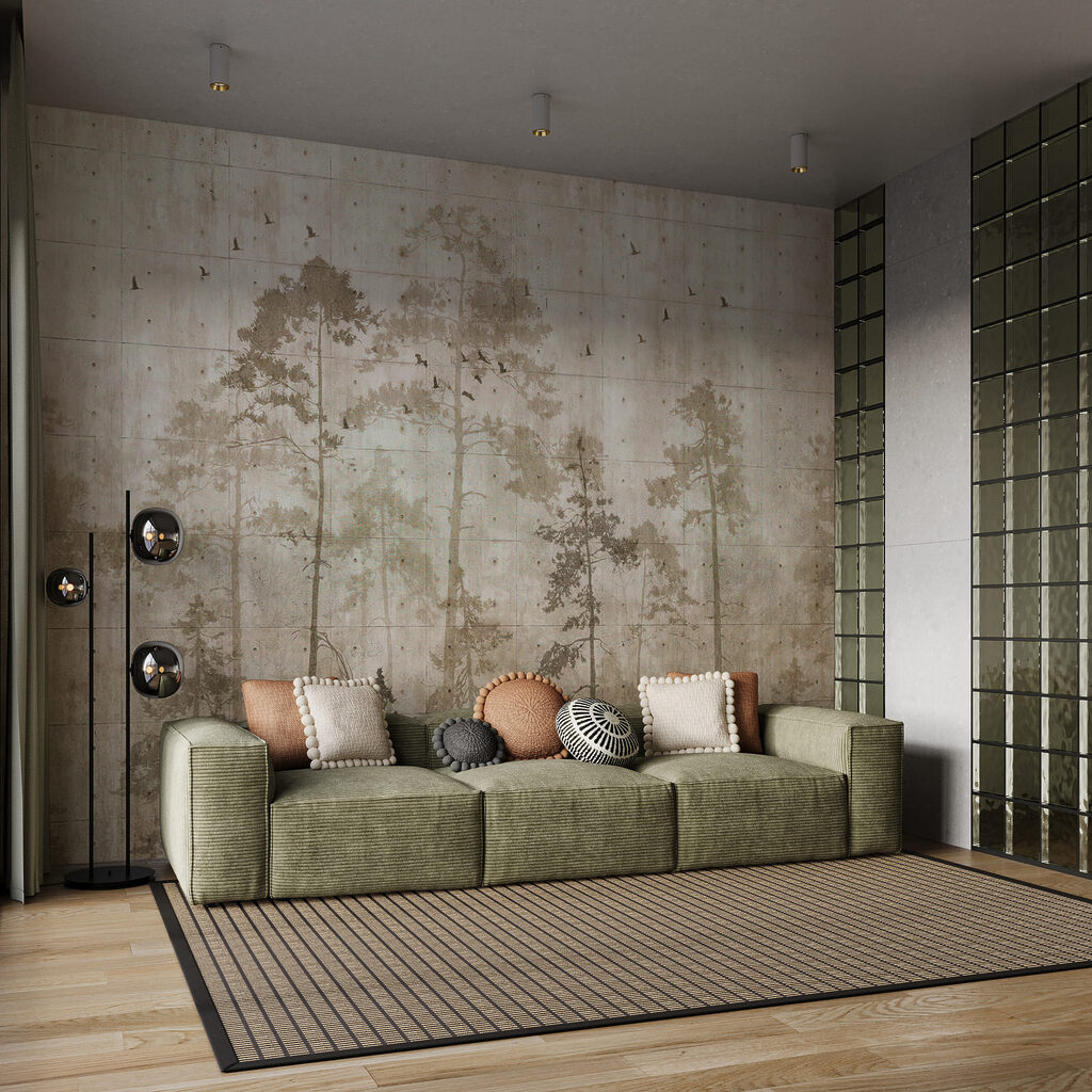 Conifere pe fond uzat — interior 3