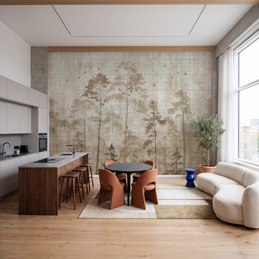 Conifere pe fond uzat — interior 1