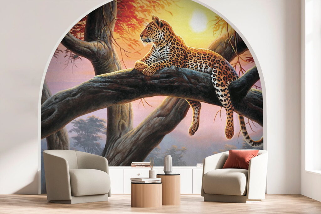 Pisică pătată pe ramură — interior 1