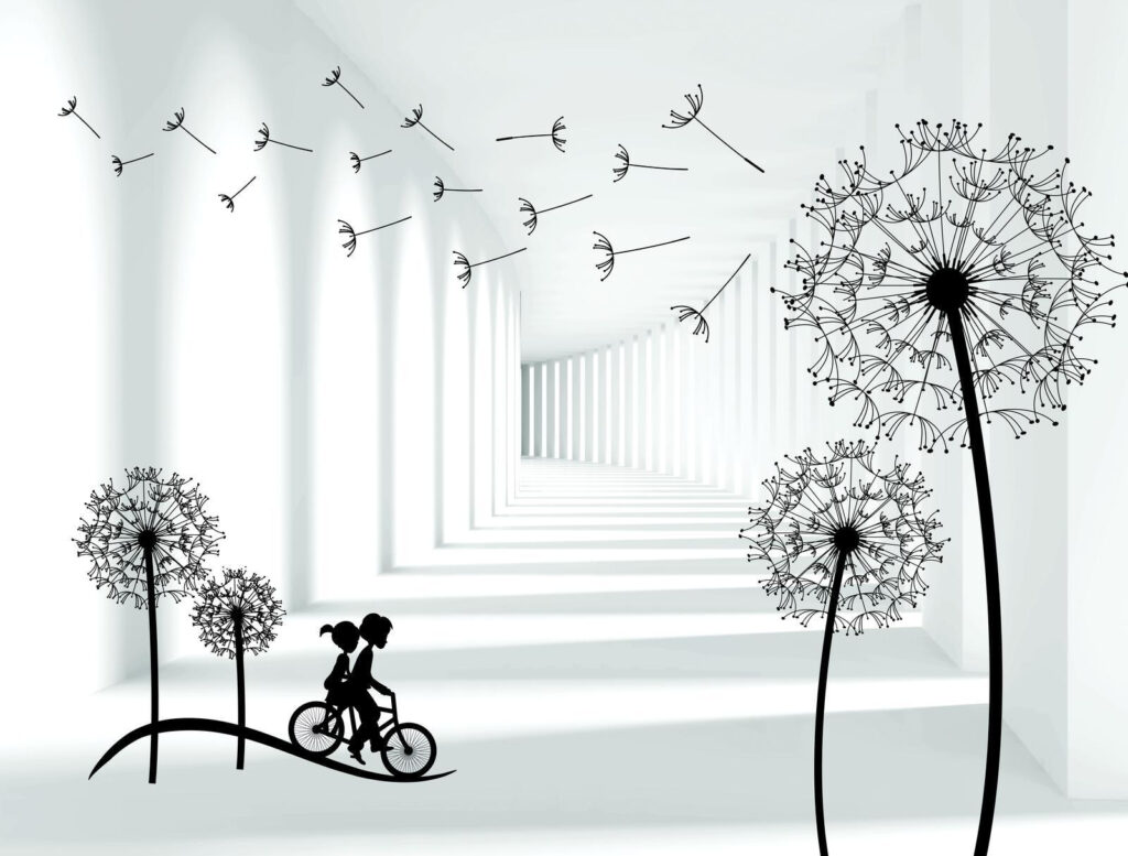 Cicliști printre păpădii — design complet