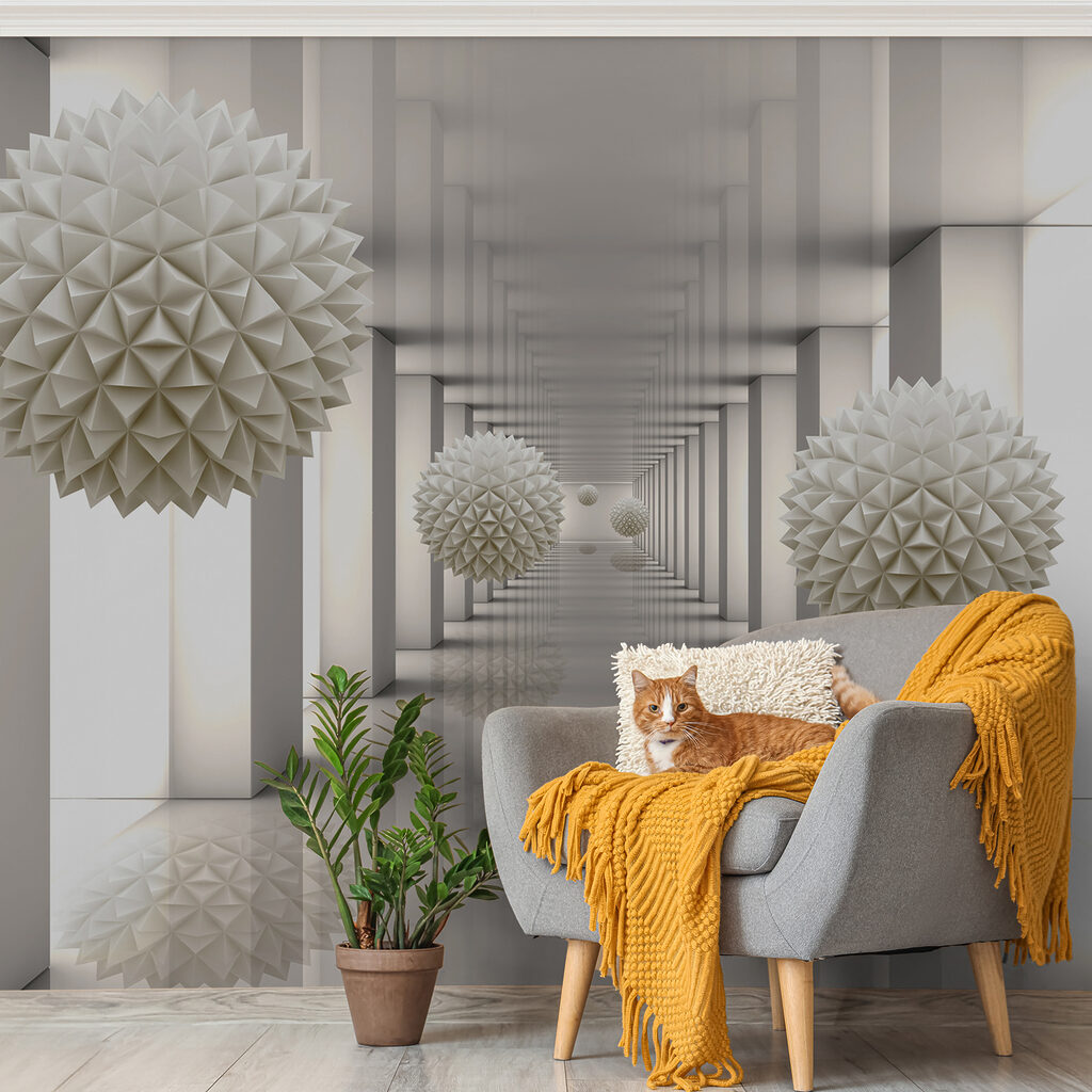 Sfere albe în coridor — interior 7