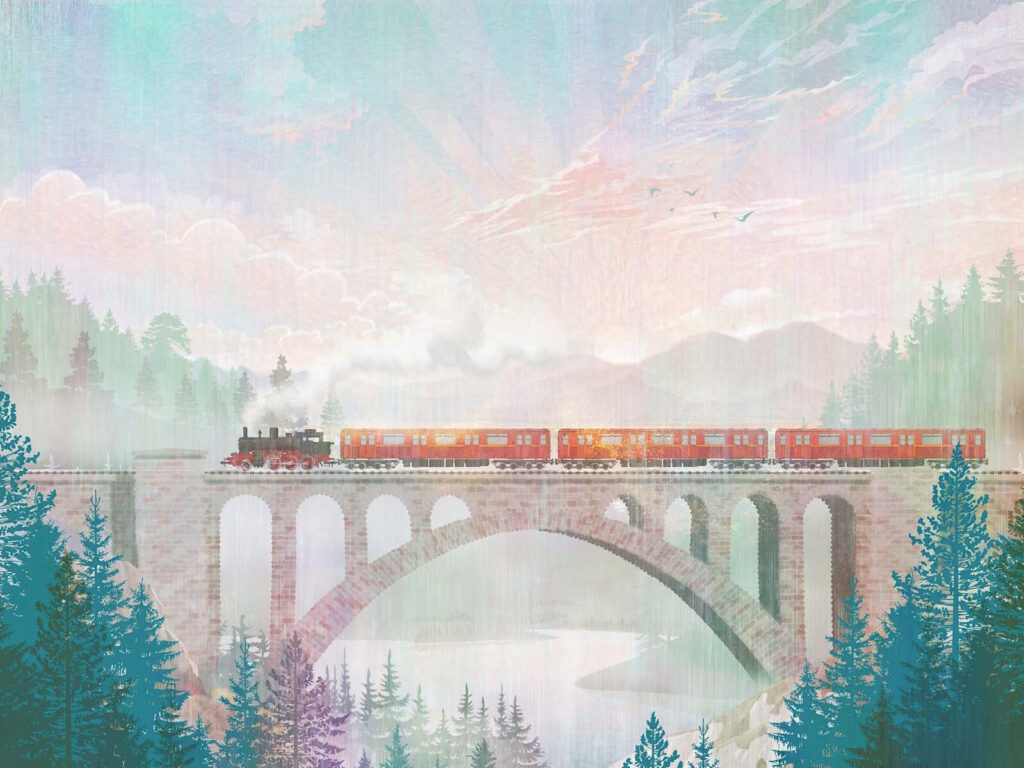 Tren peste viaduct — design complet