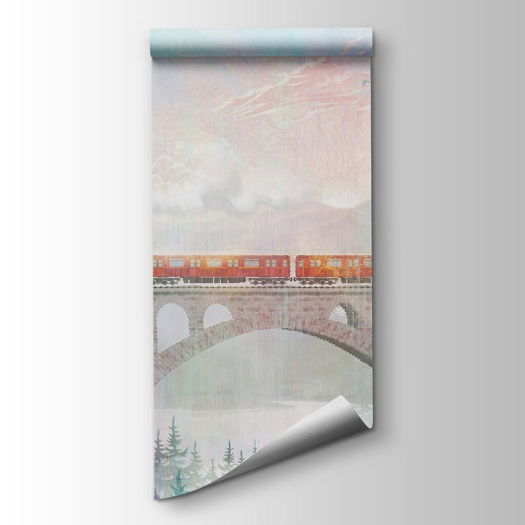 Tren peste viaduct — vizualizare produs