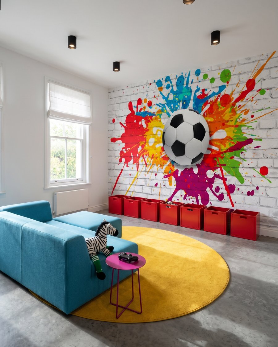 Fotbal între stropi colorați — interior 2