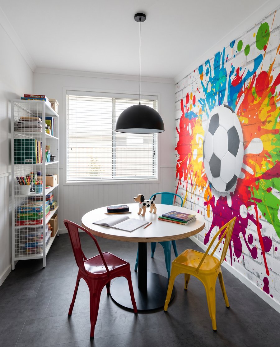 Fotbal între stropi colorați — interior 3