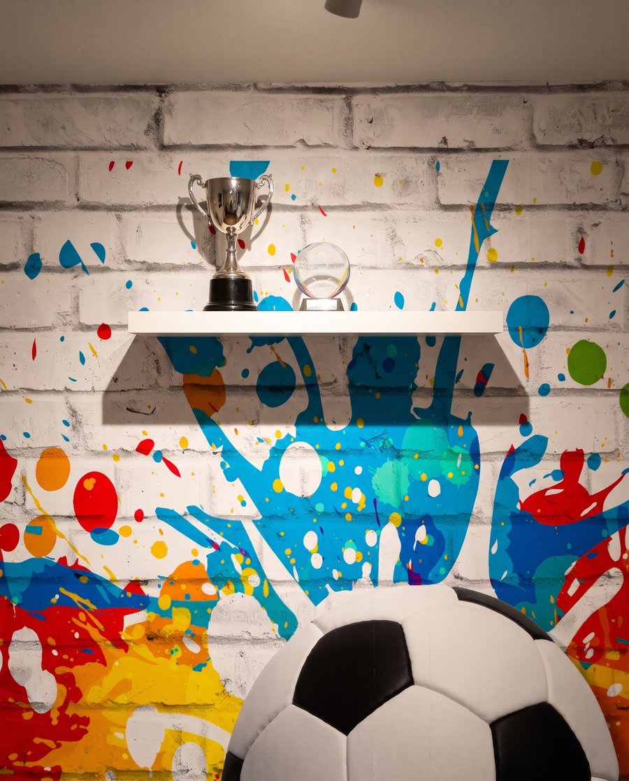 Fotbal între stropi colorați — detaliu