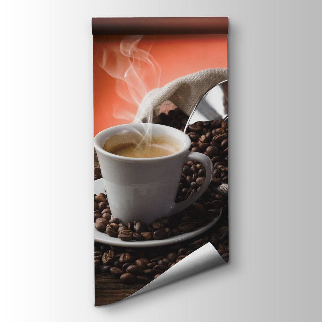 Cafea aburindă între boabe — vizualizare produs