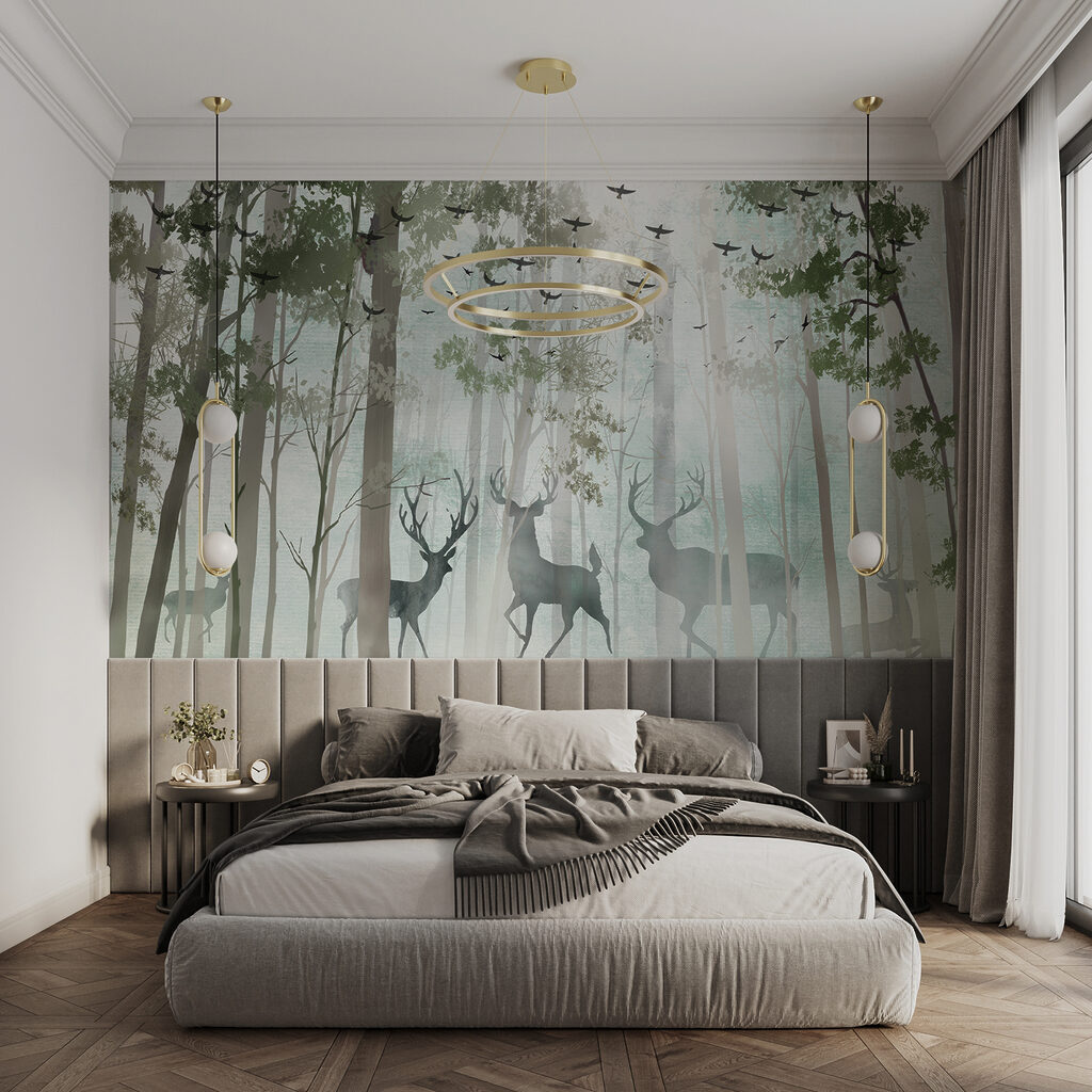 Cerbi printre trunchiuri — interior 2