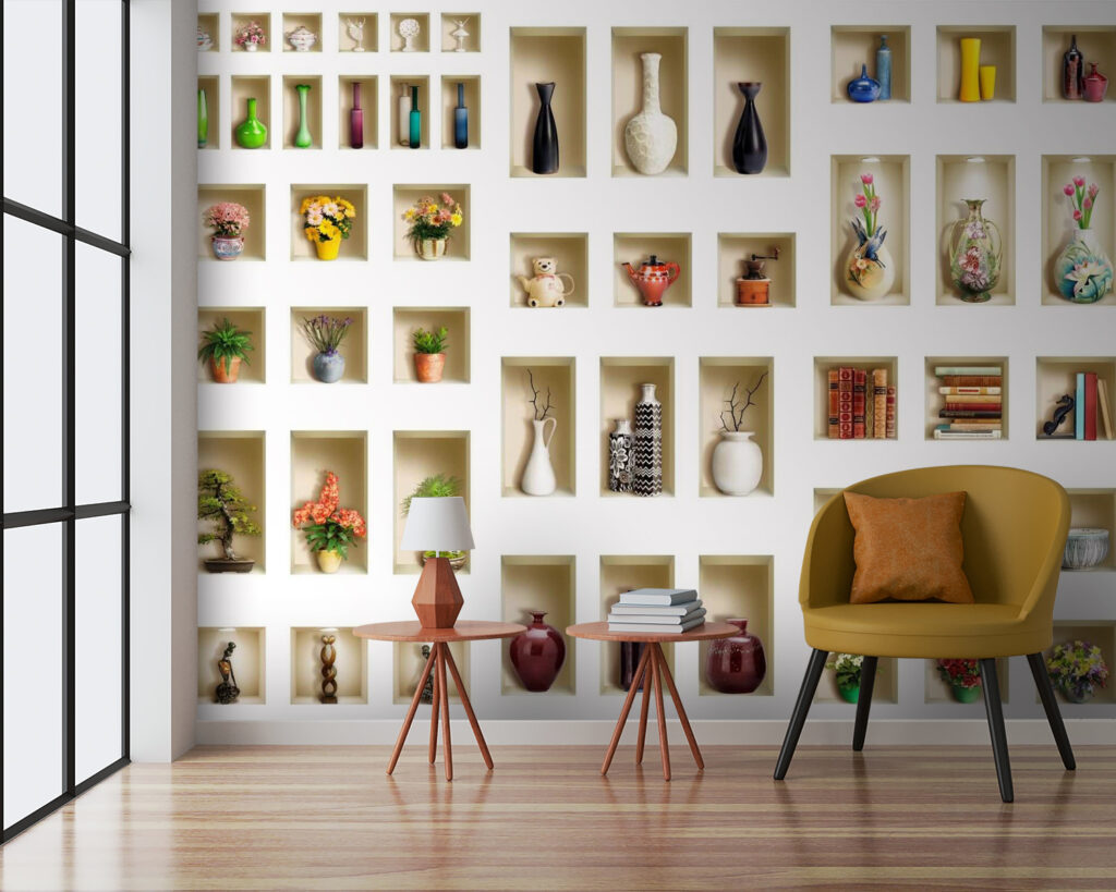 Nișe cu sticluțe decorative — interior 2