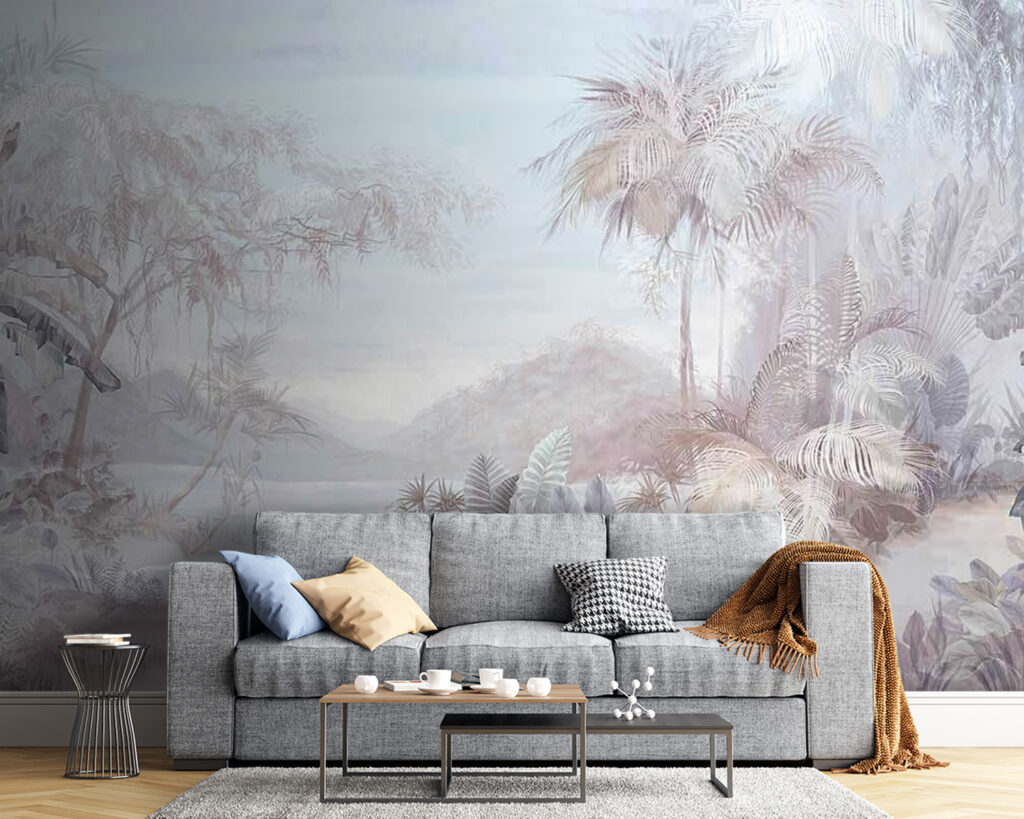 Peisaj tropical, apă calmă într-un interior