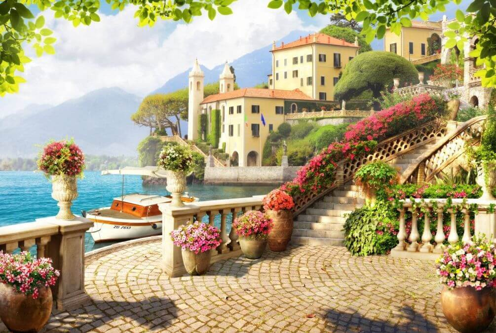 Terasă înflorită la mare — design complet