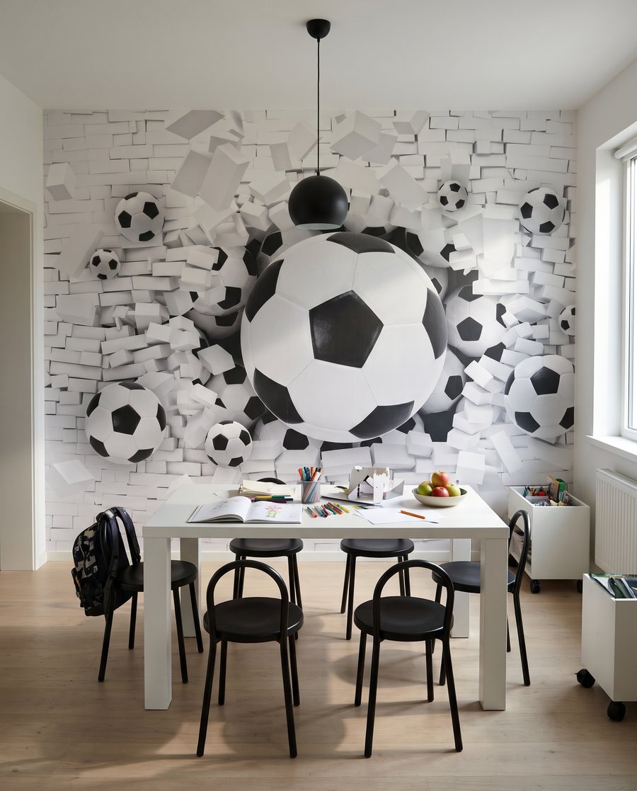 Fotbal prin zidul alb — interior 2