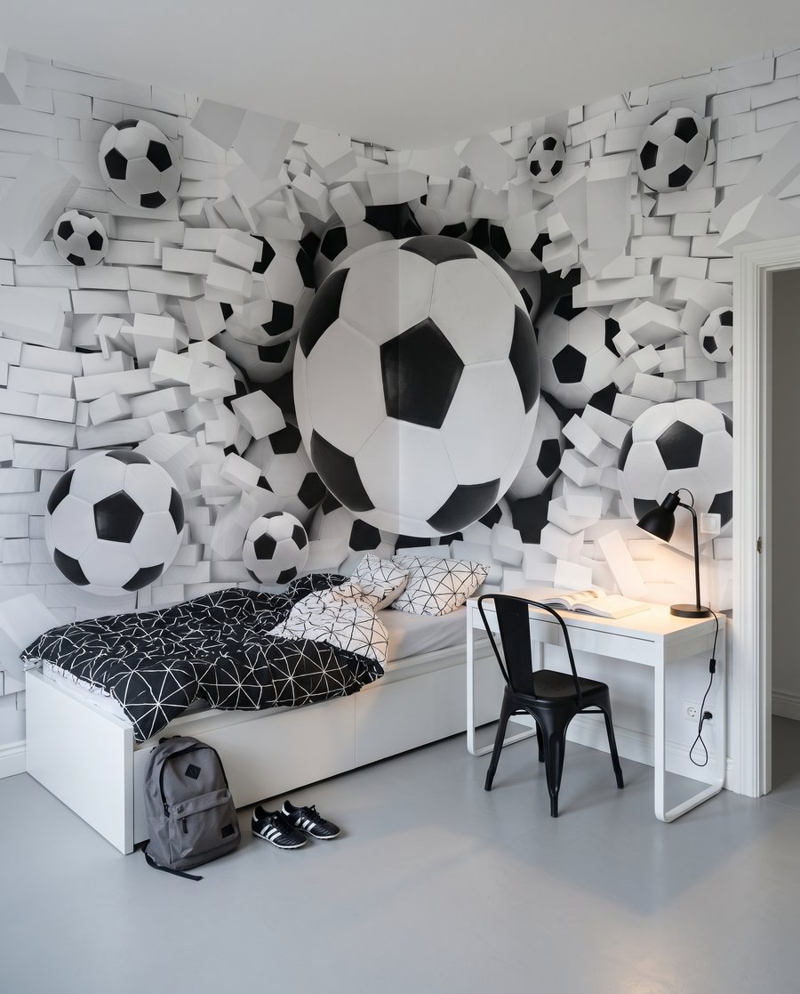 Fotbal prin zidul alb — interior 3