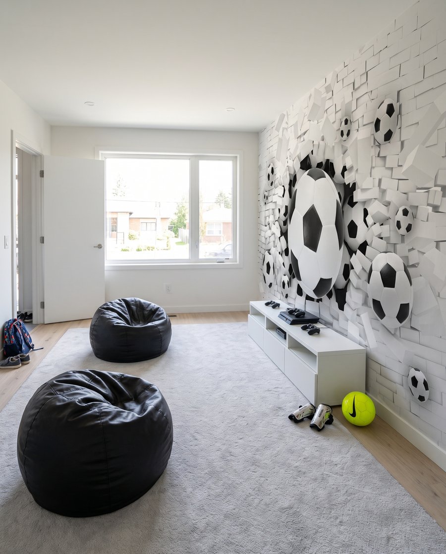 Fotbal prin zidul alb — interior 5