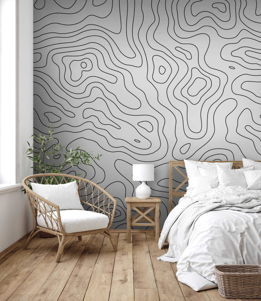 Linii ondulate pe alb — interior 2
