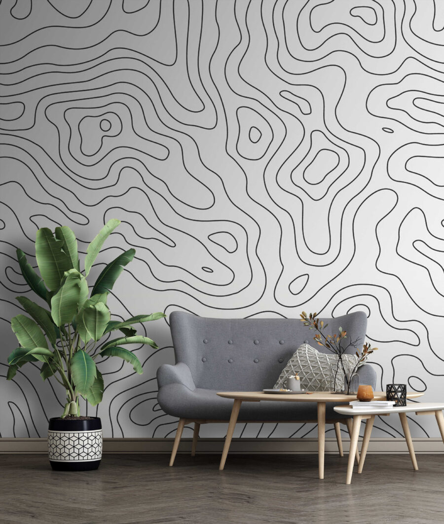 Linii ondulate pe alb — interior 3