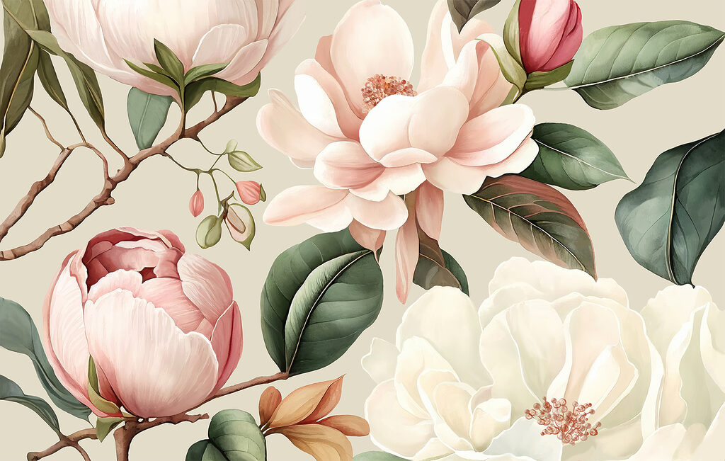Flori pe ramuri sinuoase — design complet