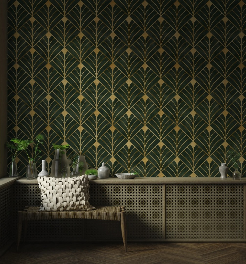 Evantaie verzi cu aur — interior 2