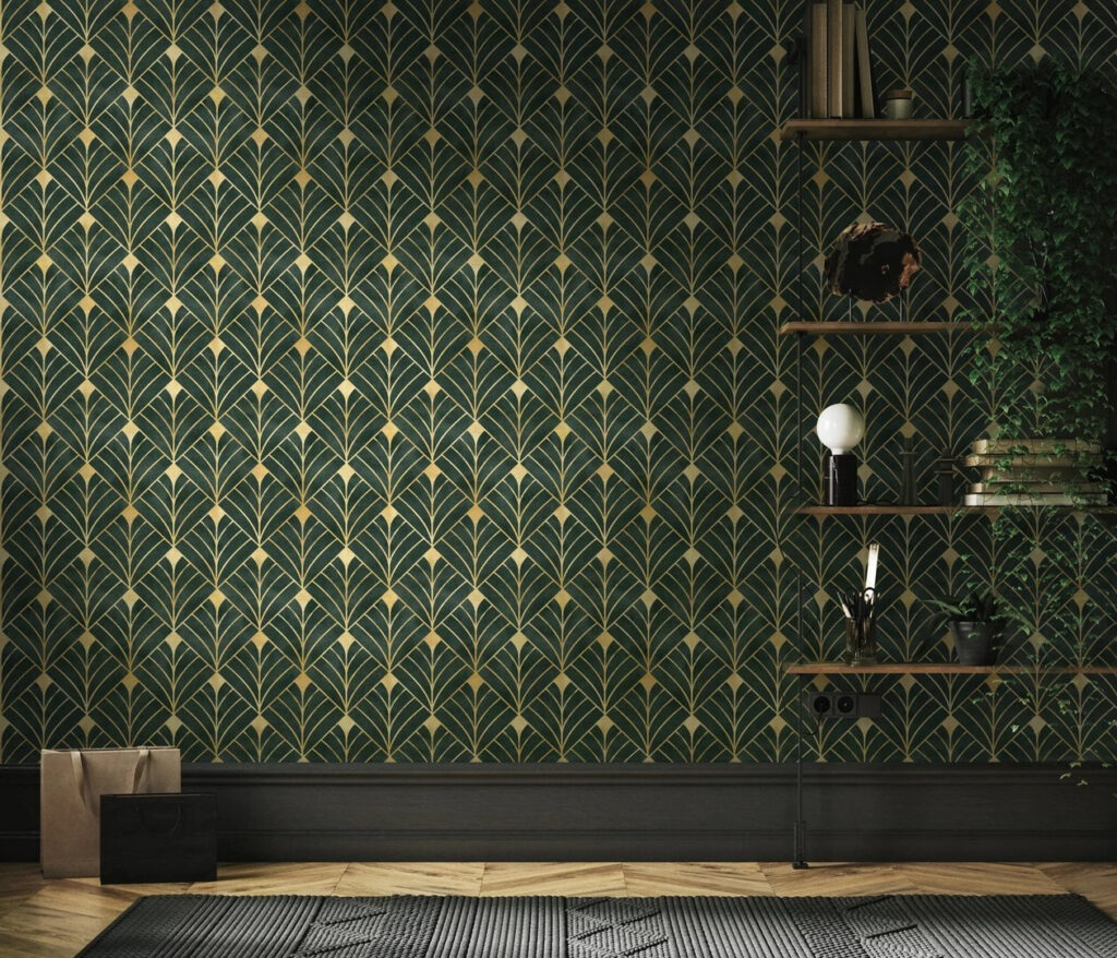 Evantaie verzi cu aur — interior 3