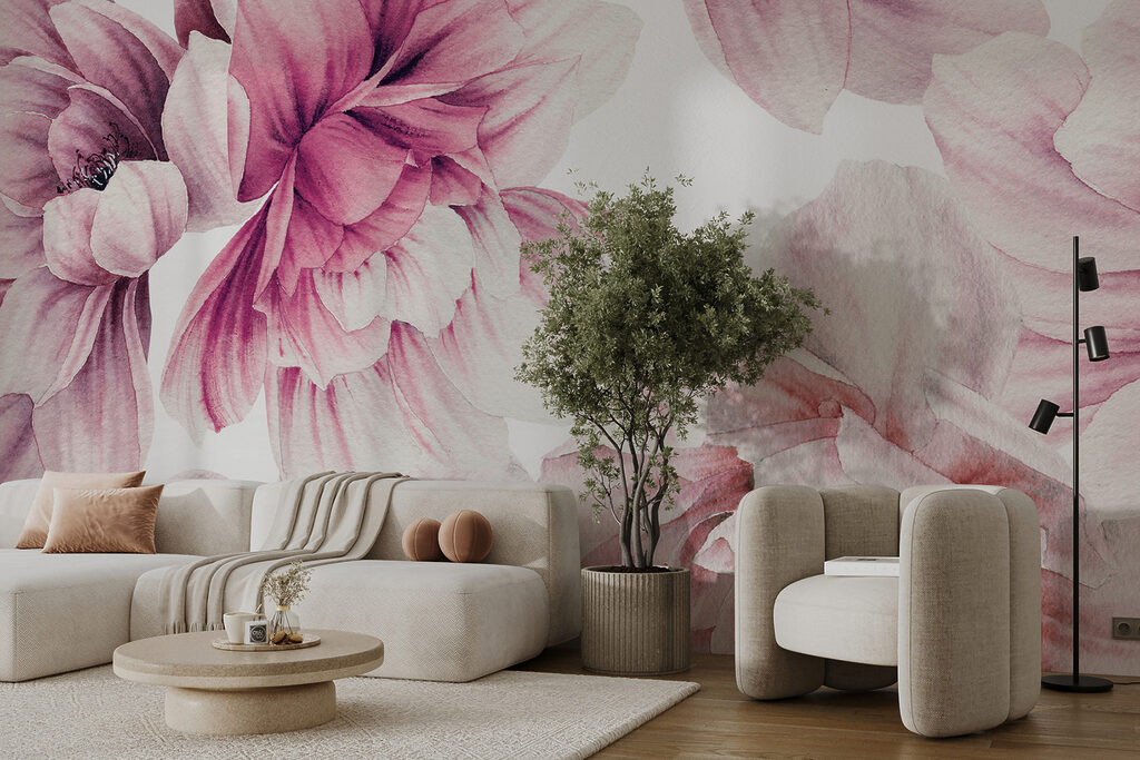 Dalii roz pe alb — interior 5