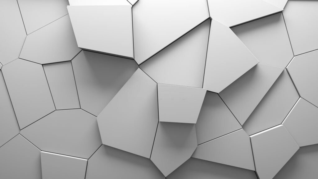 Poligoane albe în relief — design complet