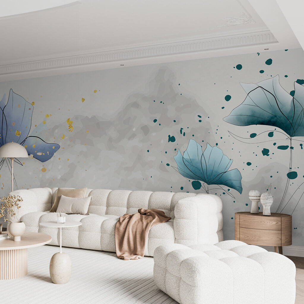 Flori albastre, fundal pătat — interior 4
