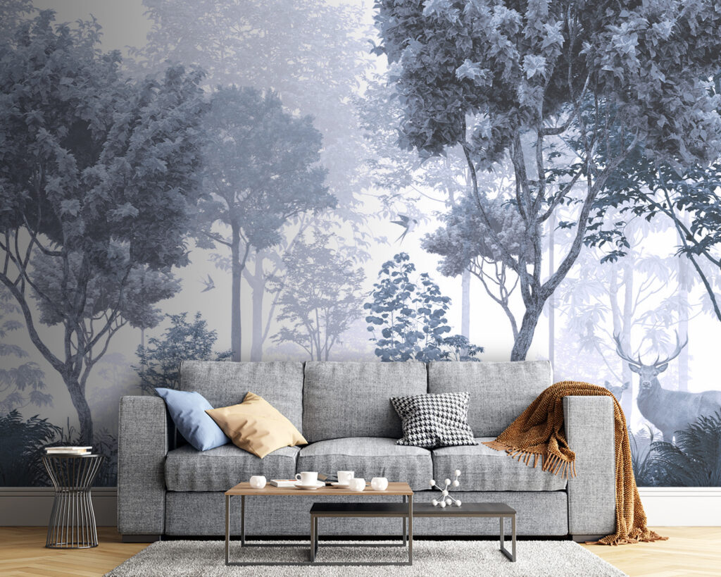 Cerbi în pădure cețoasă — interior 1