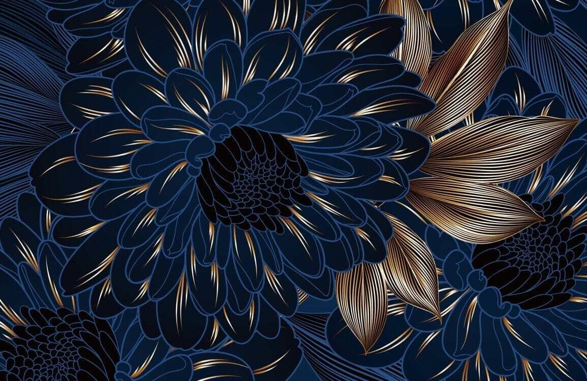 Floare albastră cu linii — design complet