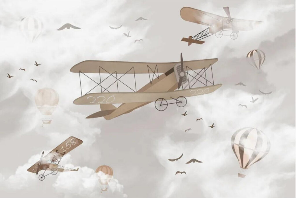 Avioane vechi printre nori — design complet