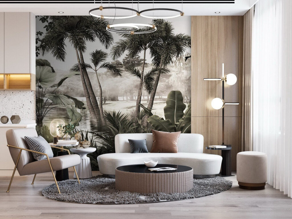Grădină cu palmieri gri — interior 1