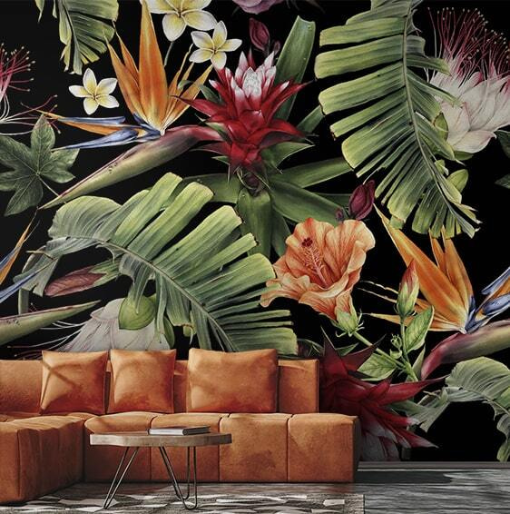 Flori tropicale pe negru — interior 1