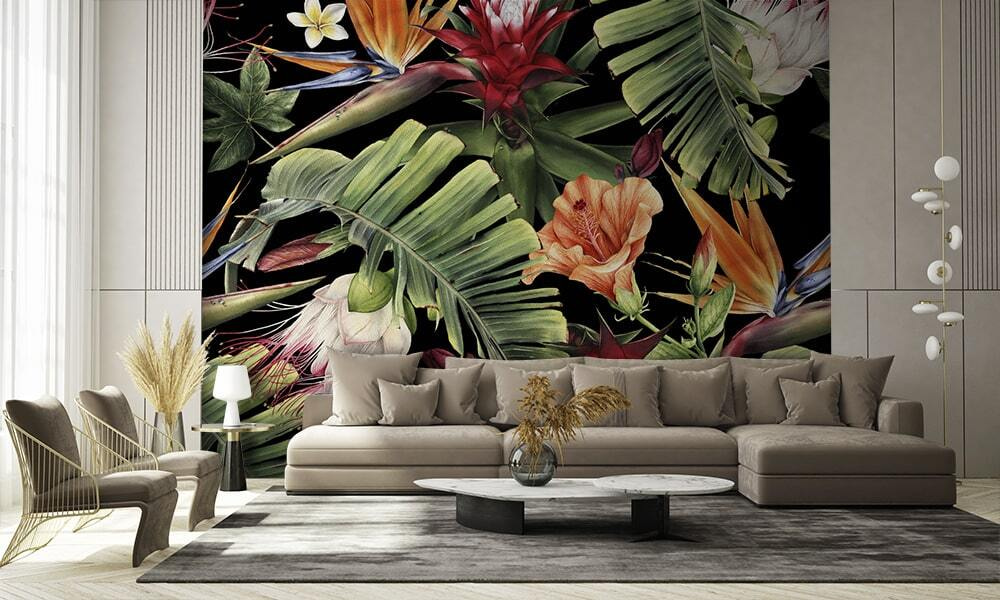 Flori tropicale pe negru — interior 2