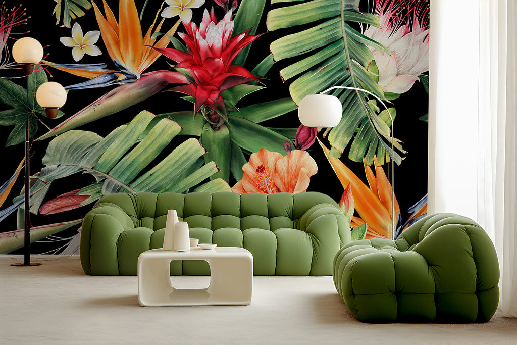 Flori tropicale pe negru — interior 4