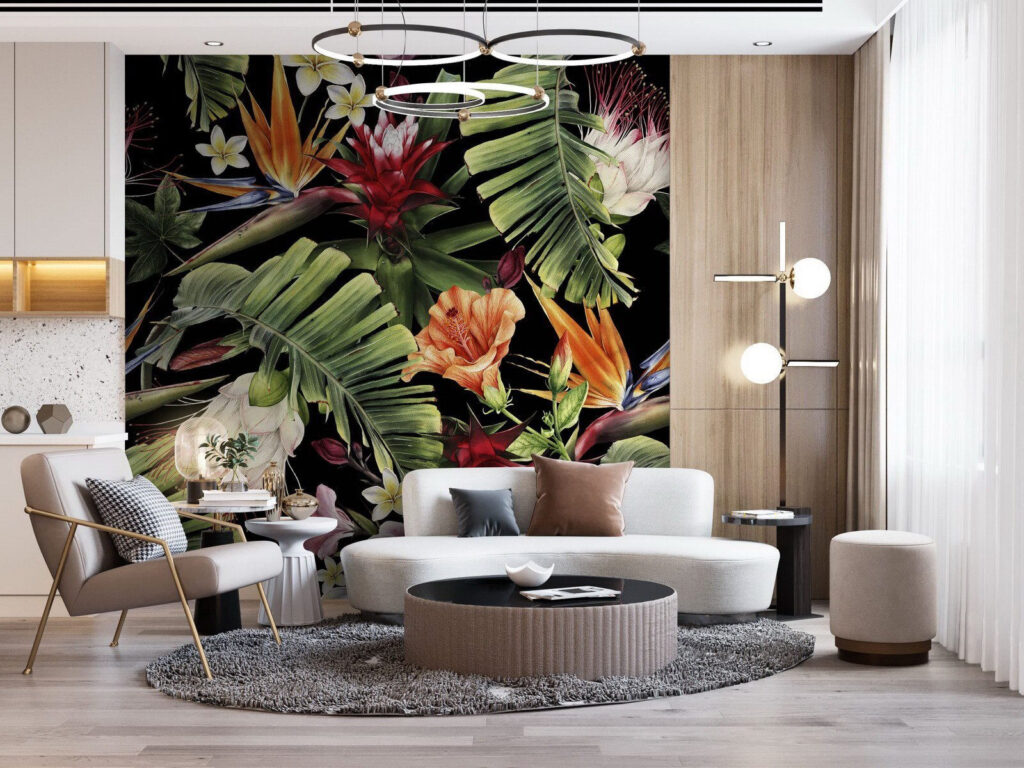 Flori tropicale pe negru — interior 3
