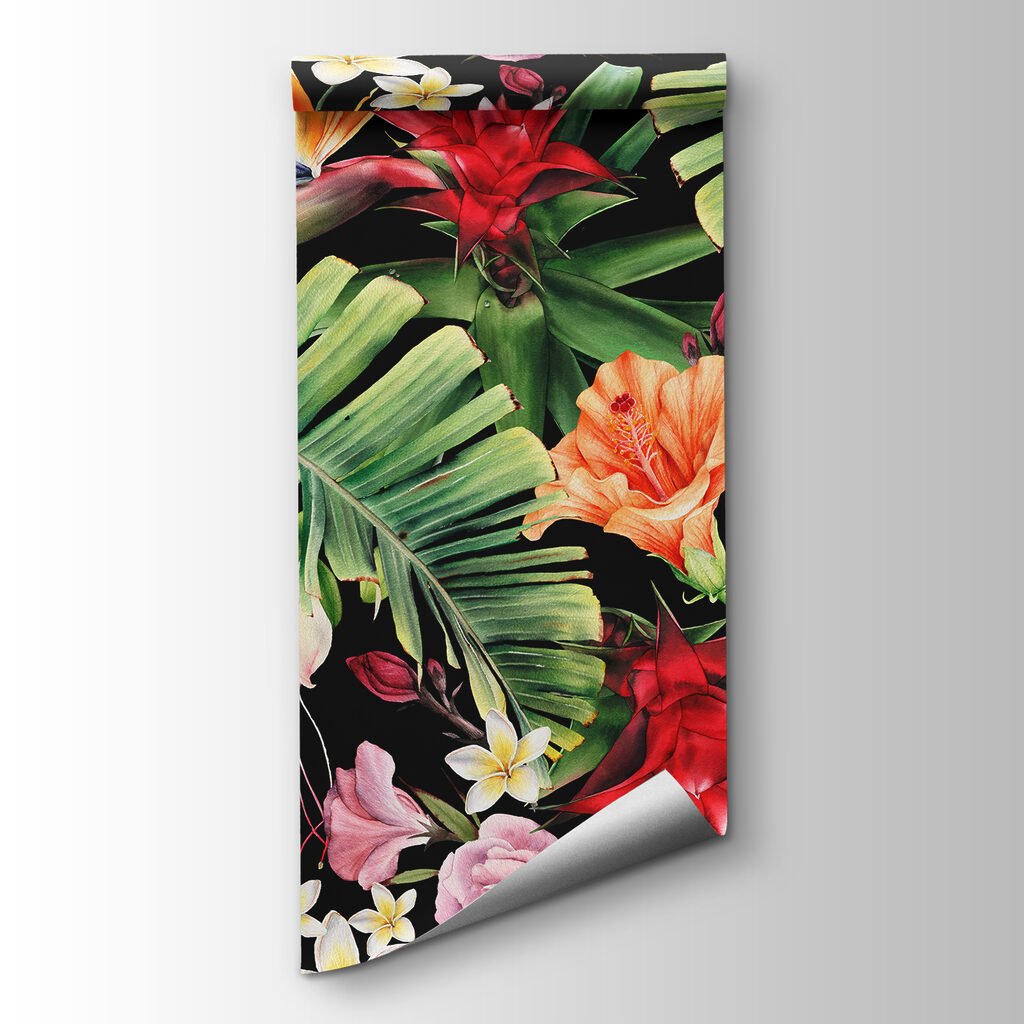 Flori tropicale pe negru — vizualizare produs