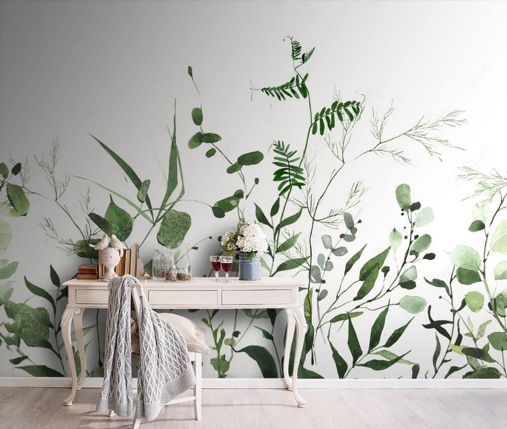 Crengi verzi pe alb — interior 2