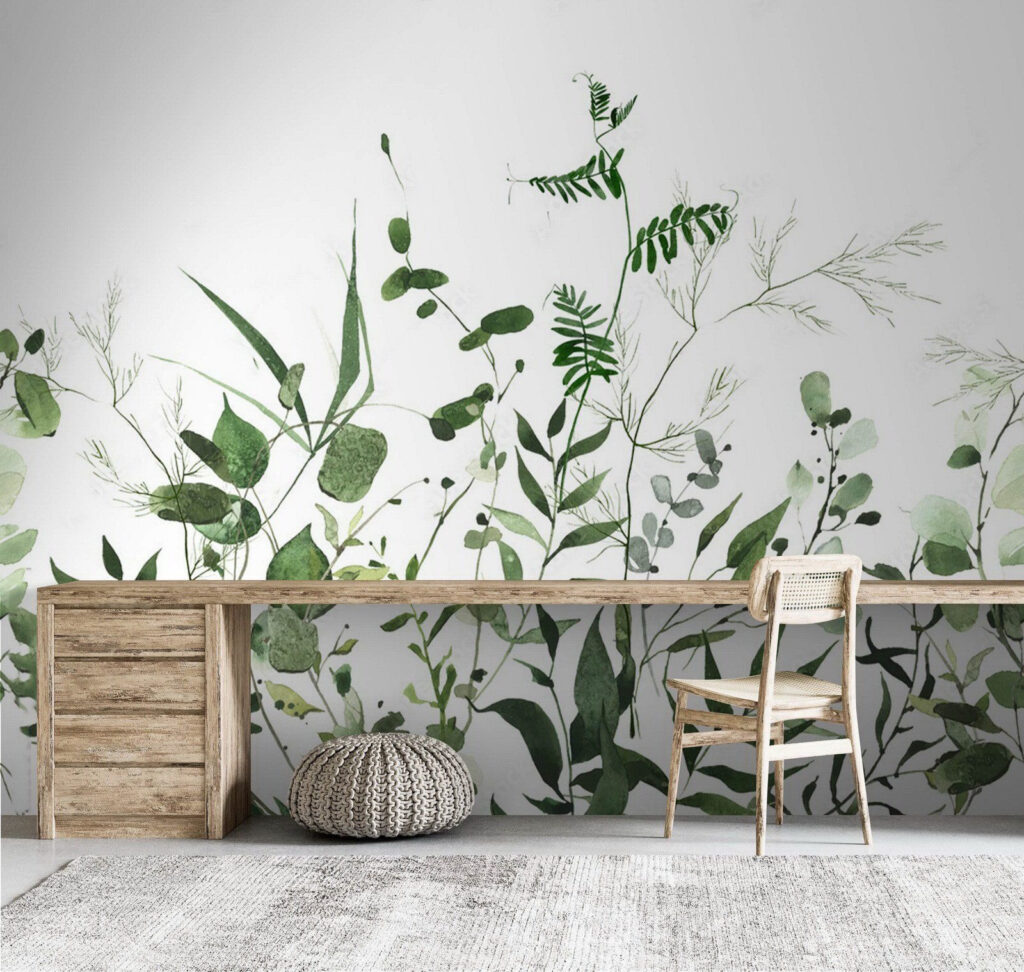 Crengi verzi pe alb — interior 3