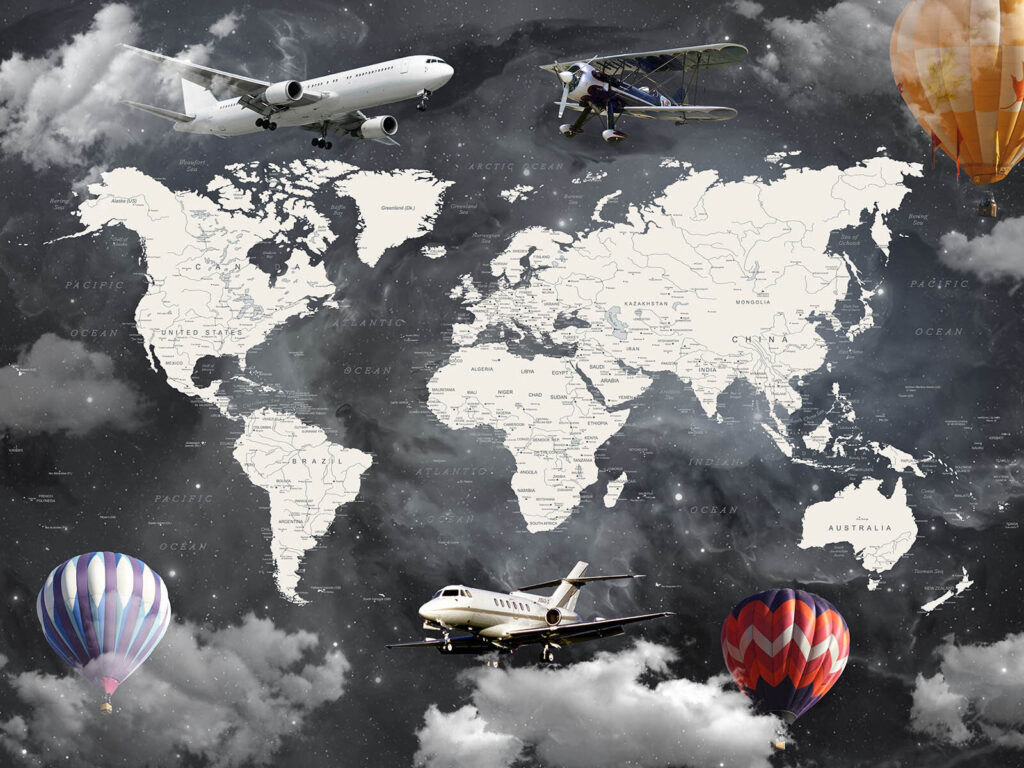 Avioane pe harta albă — design complet