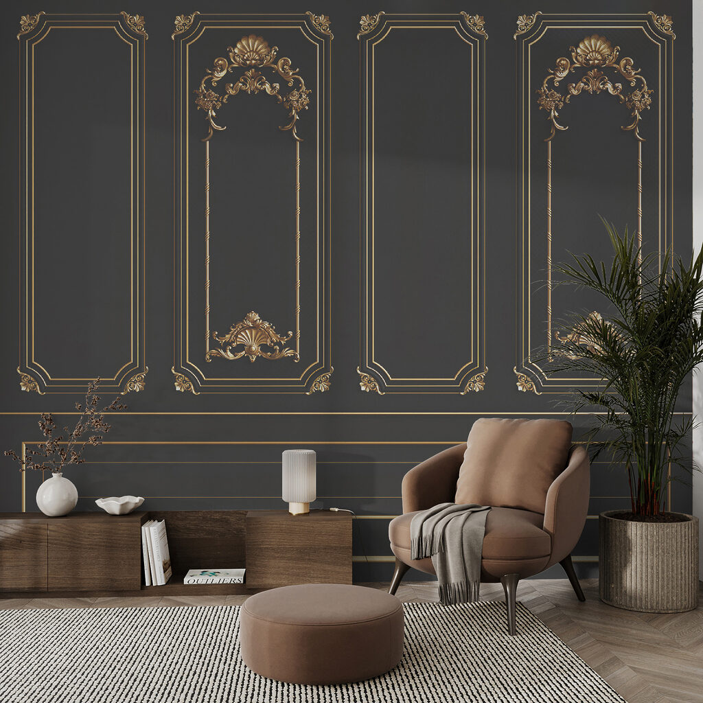 Ornamente aurii pe negru — interior 4