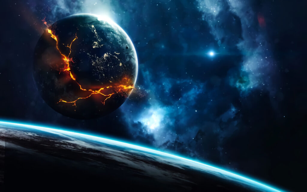 Planetă cu crăpături strălucitoare — design complet