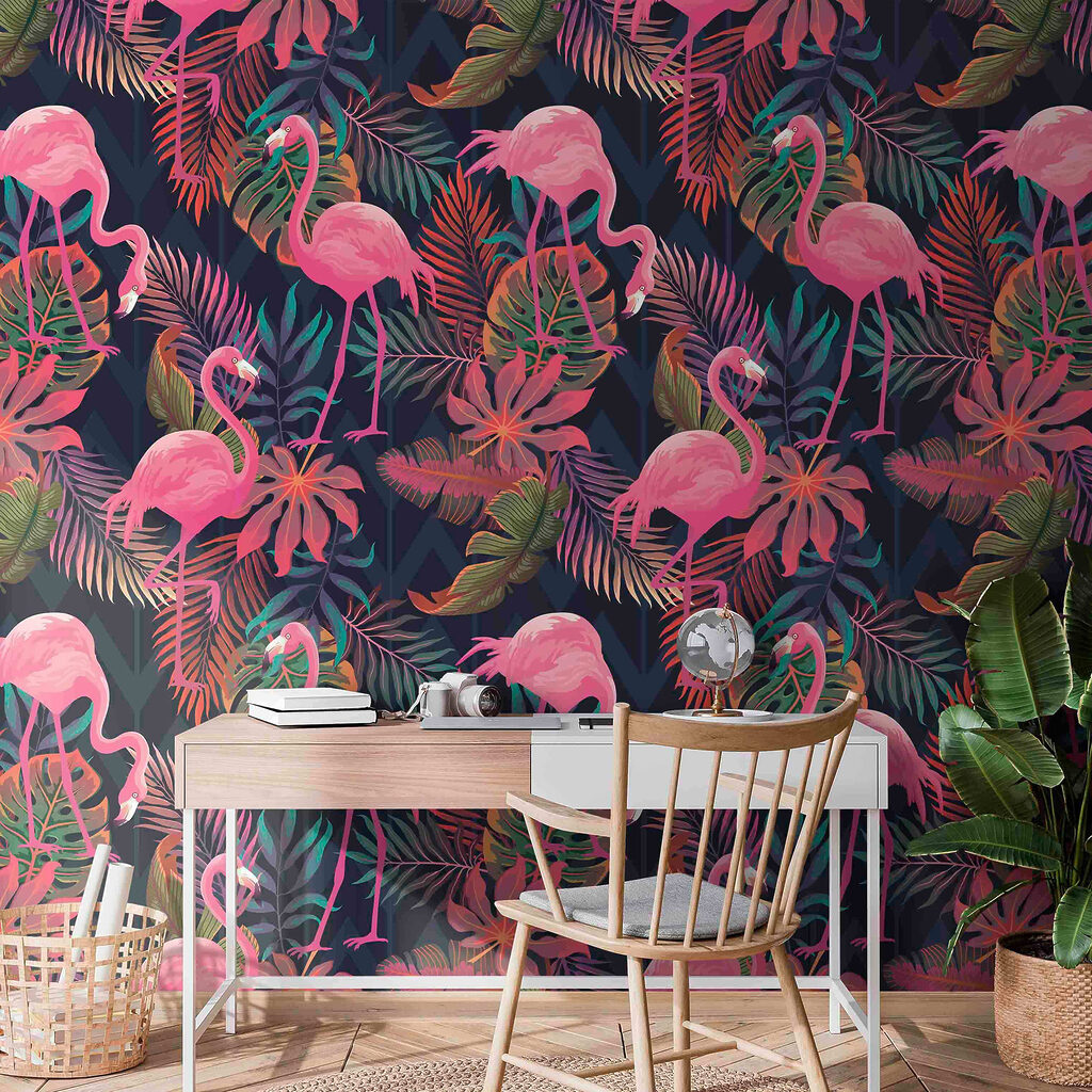 Flamingi roz pe albastru — interior 3