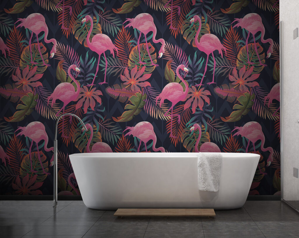 Flamingi roz pe albastru — interior 2