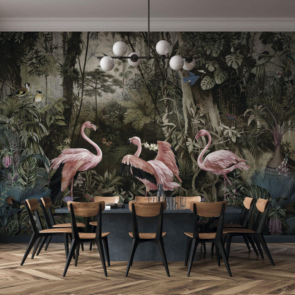 Flamingi printre trunchiuri — interior 4