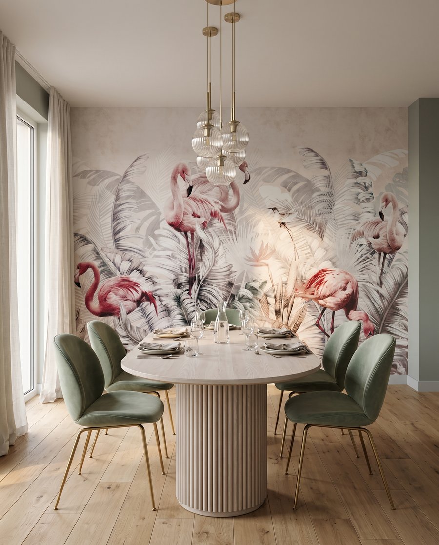 Flamingi printre crengi gri — interior 5