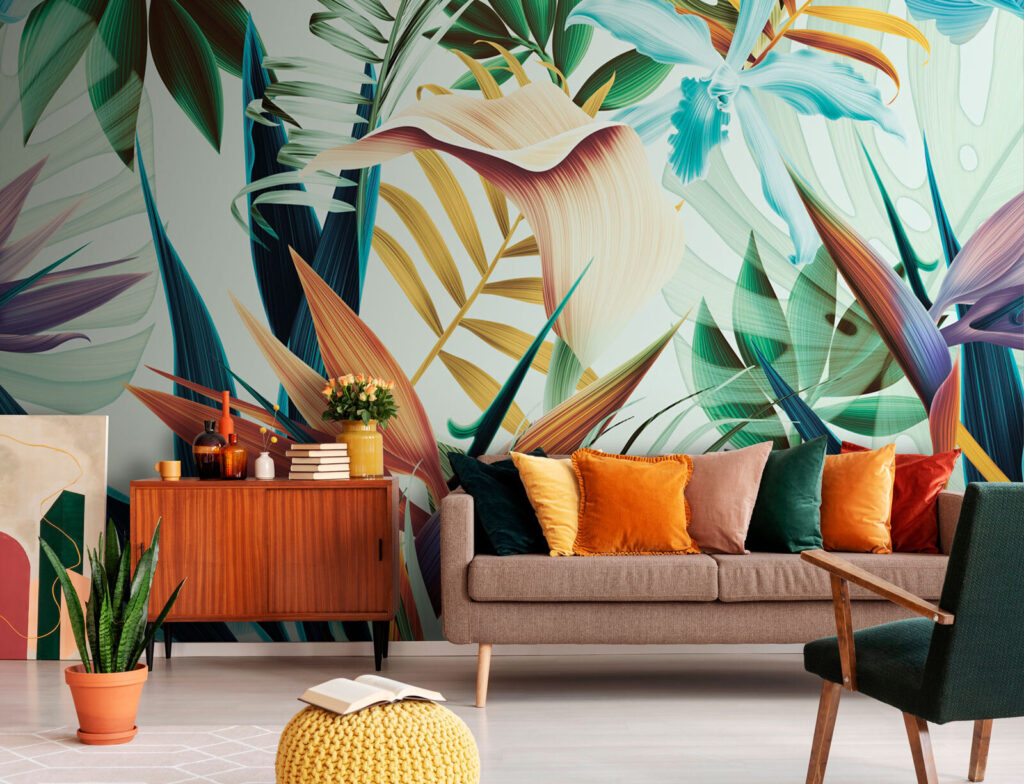 Flori albastre, frunze mari — interior 2