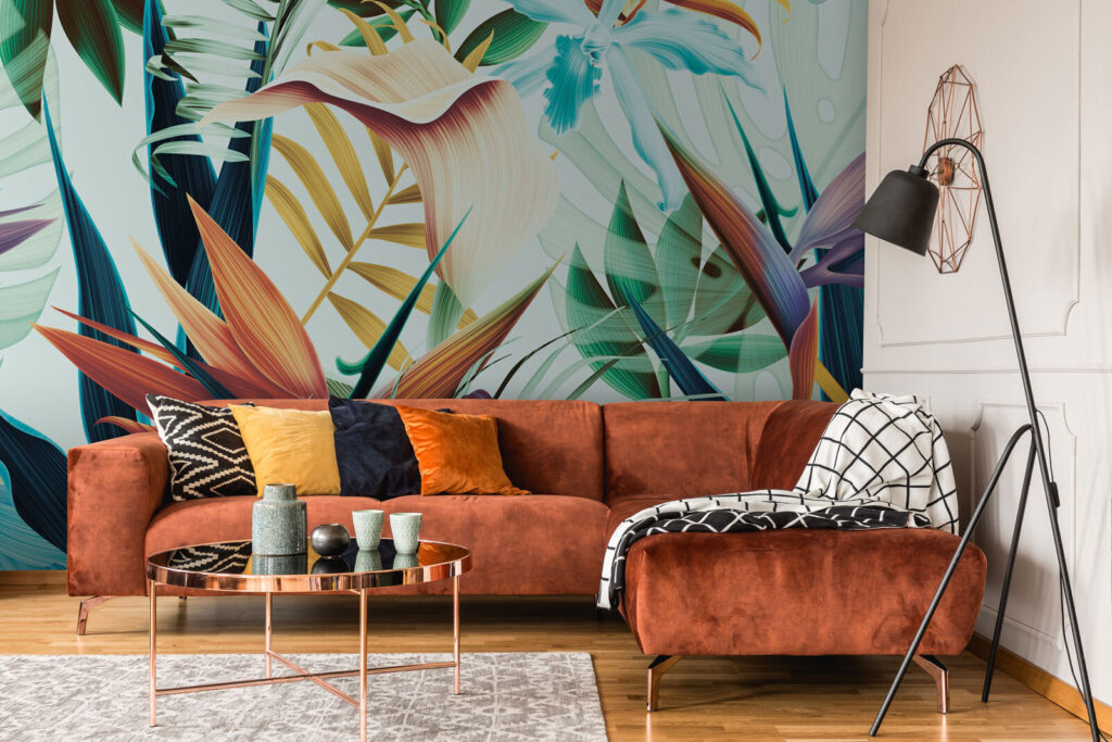 Flori albastre, frunze mari — interior 4