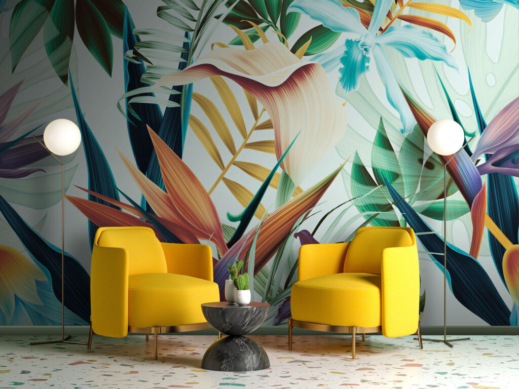 Flori albastre, frunze mari — interior 1