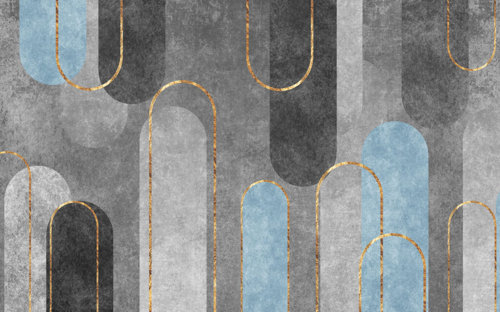 Arce gri, contur auriu — design complet