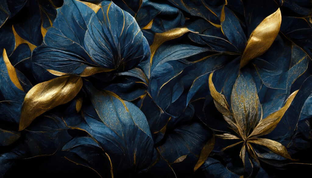 Flori albastre, umbre fine — design complet