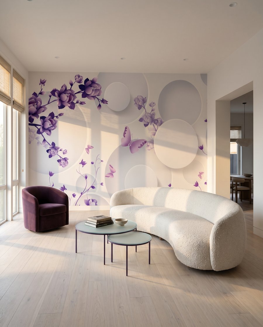 Flori liliachi printre cercuri — interior 4